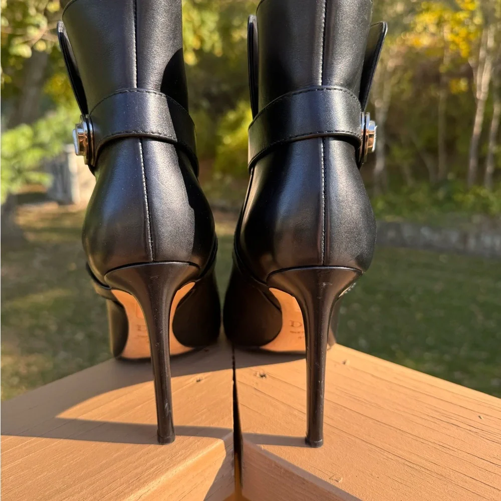 Christian Dior Black Ankle Leather Boots w Silver Buckle Size 40 - Picture 9 of 16